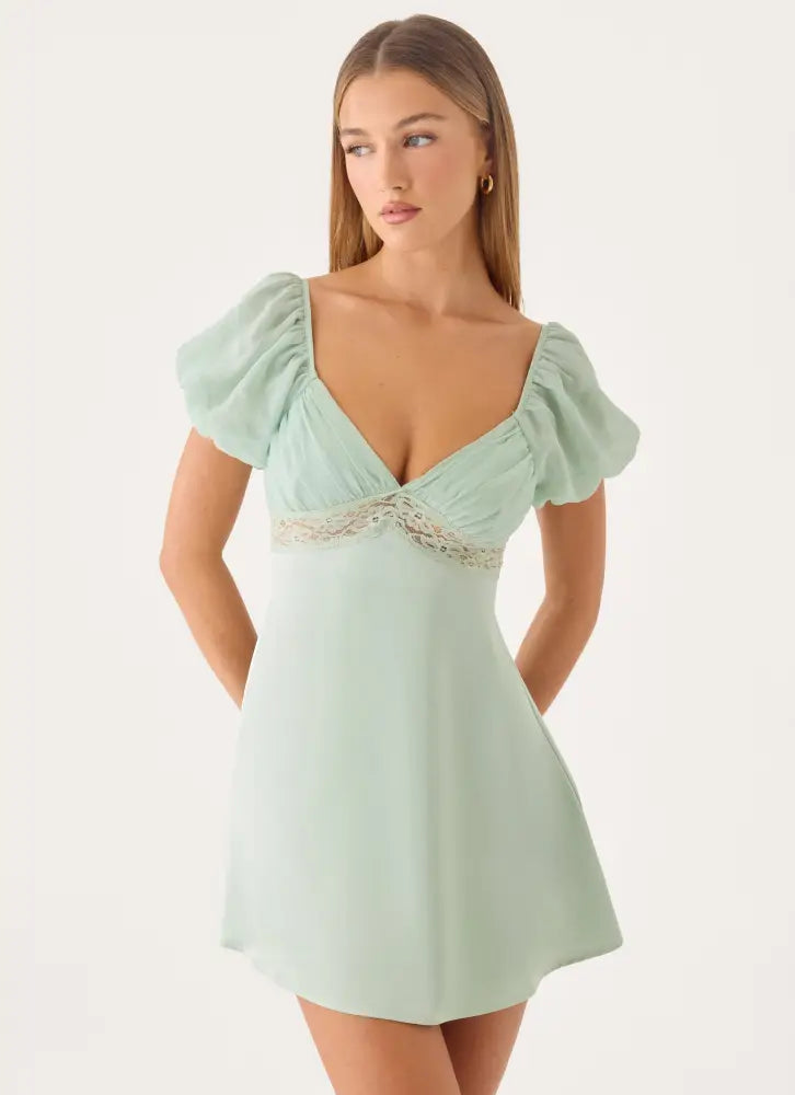 Illit Mini Dress - Sage - Mini Dresses
