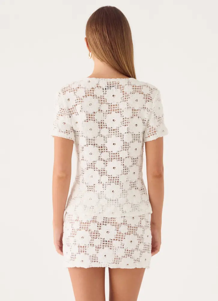 Nyxie Crochet Top - White - Tops