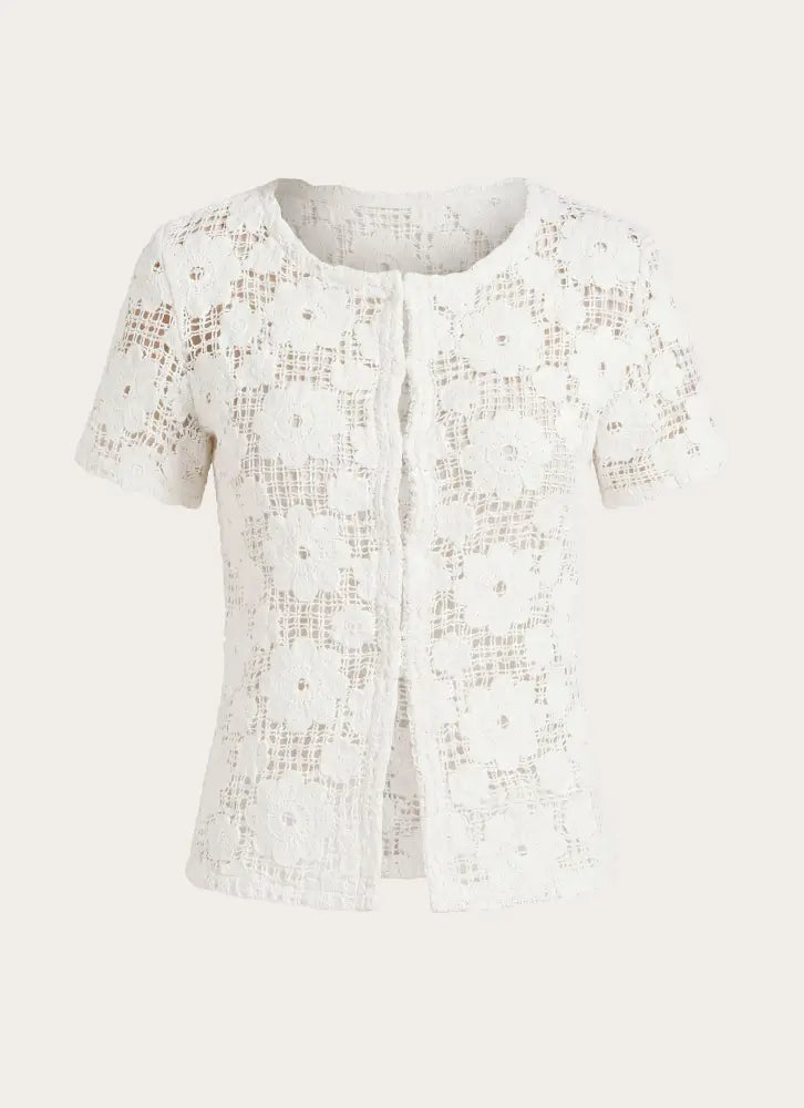 Nyxie Crochet Top - White - Tops