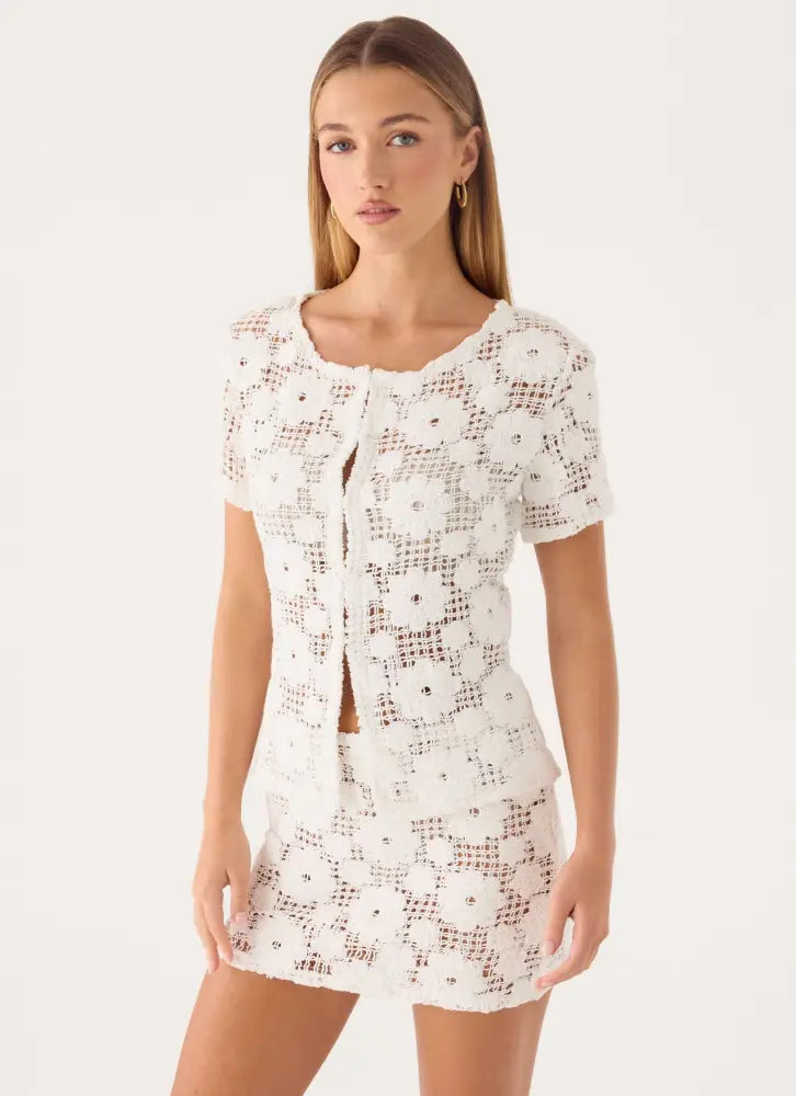 Nyxie Crochet Top - White - Tops