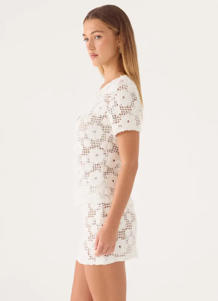 Nyxie Crochet Top - White - Tops