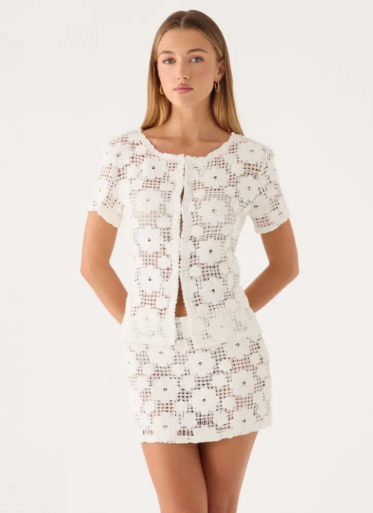 Nyxie Crochet Top - White - Tops
