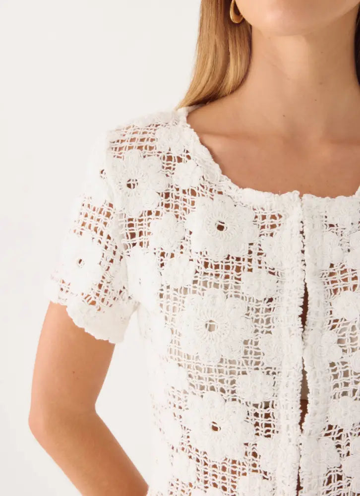 Nyxie Crochet Top - White - Tops