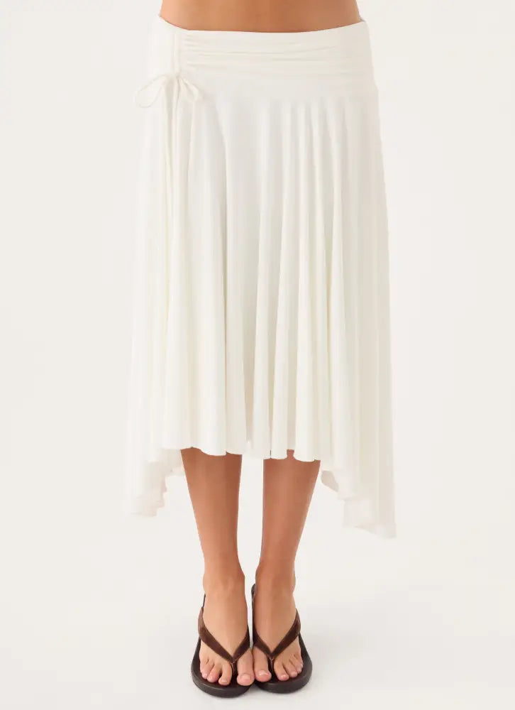 Perrie Asymmetrical Midi Skirt - Cloud Dancer - Midi Skirts
