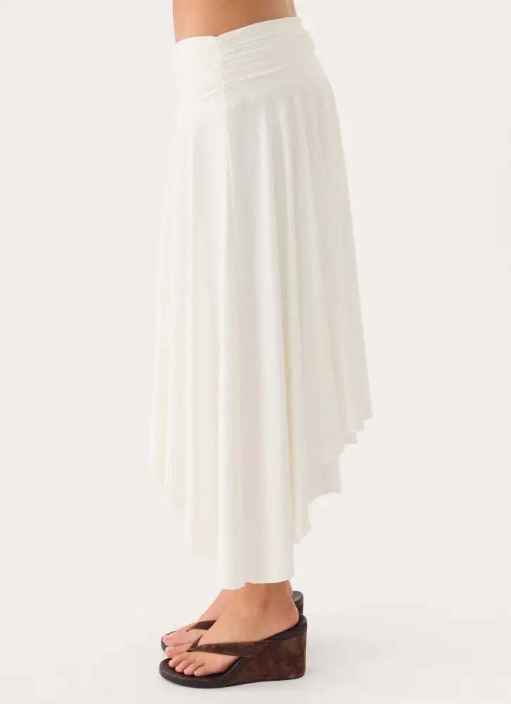Perrie Asymmetrical Midi Skirt - Cloud Dancer - Midi Skirts