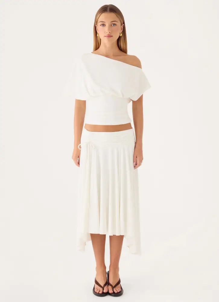 Perrie Asymmetrical Top - Cloud Dancer - Tops