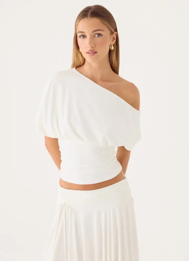 Perrie Asymmetrical Top - Cloud Dancer - Tops