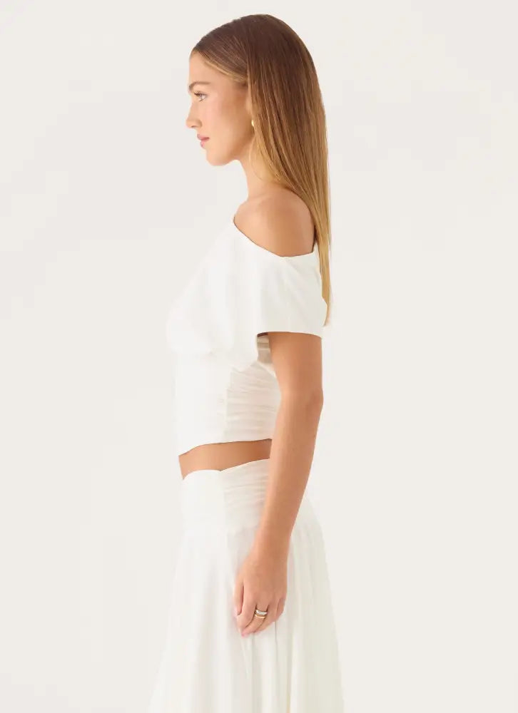 Perrie Asymmetrical Top - Cloud Dancer - Tops