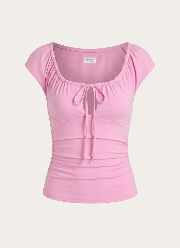 Small Moments Cap Sleeve Top - Pink - Tops