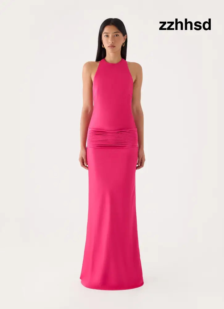 Zarita Halter Maxi Dress - Fuchsia - Maxi Dresses