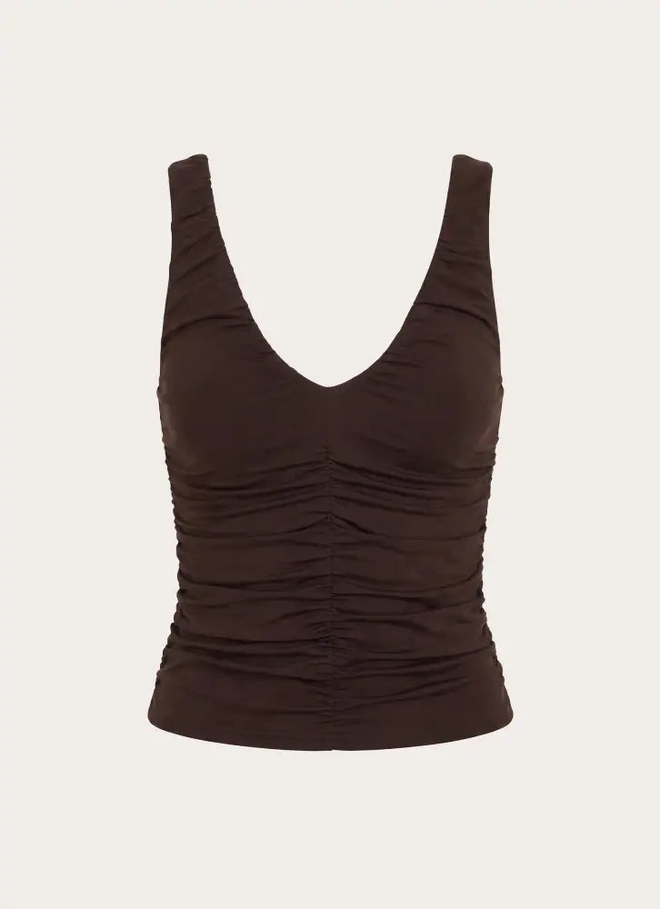 Zeraphine Gathered Top - Chocolate - Tops